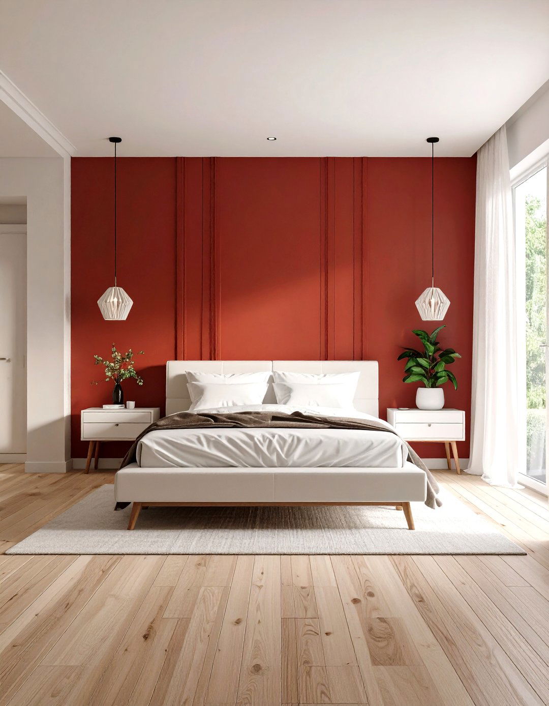 Cherry Red Bedroom with Modern Minimalism - 20 Red Bedroom Ideas