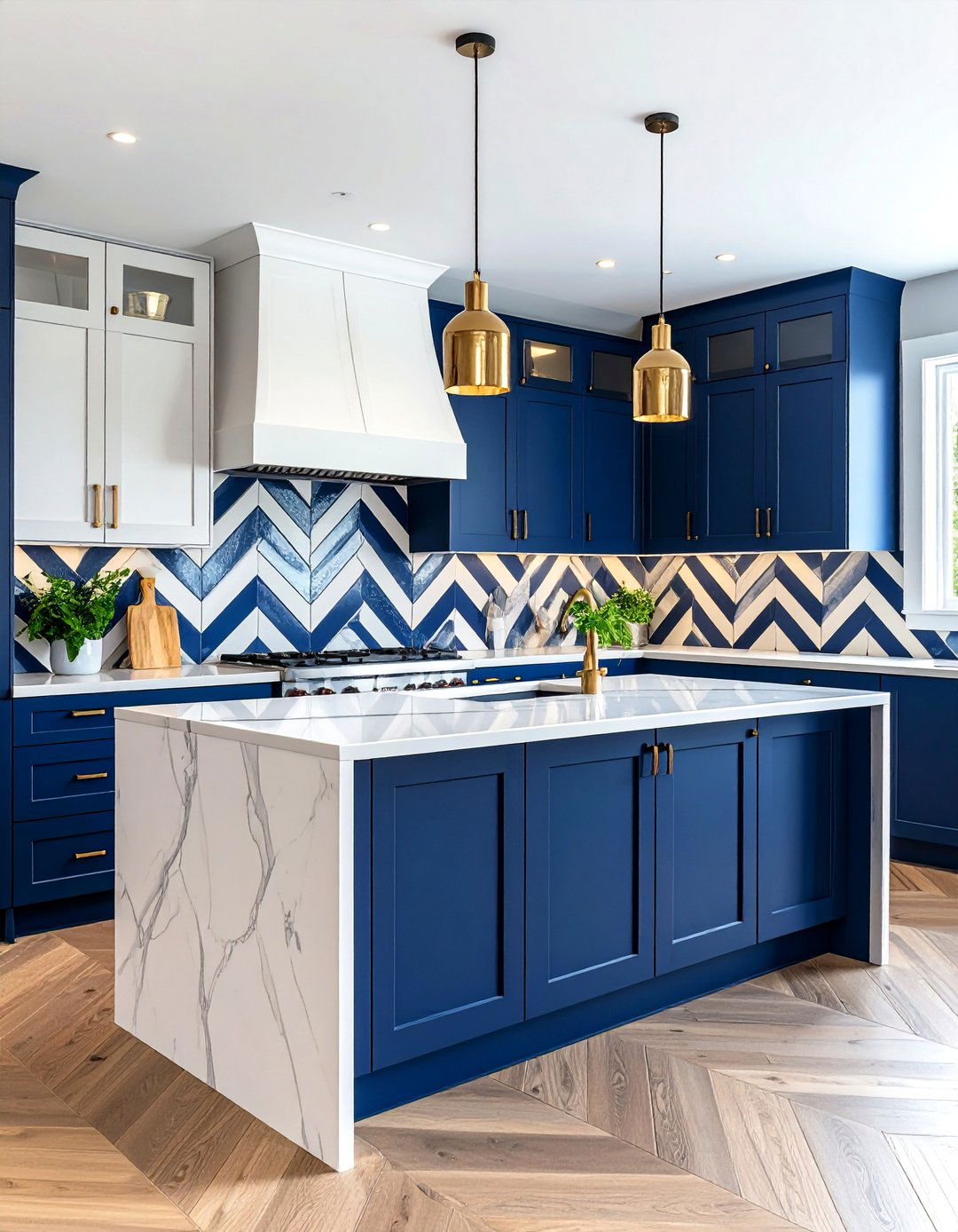 Chevron Kitchen Backsplash Pattern with Bold Colors - 20 Kitchen Backsplash Ideas