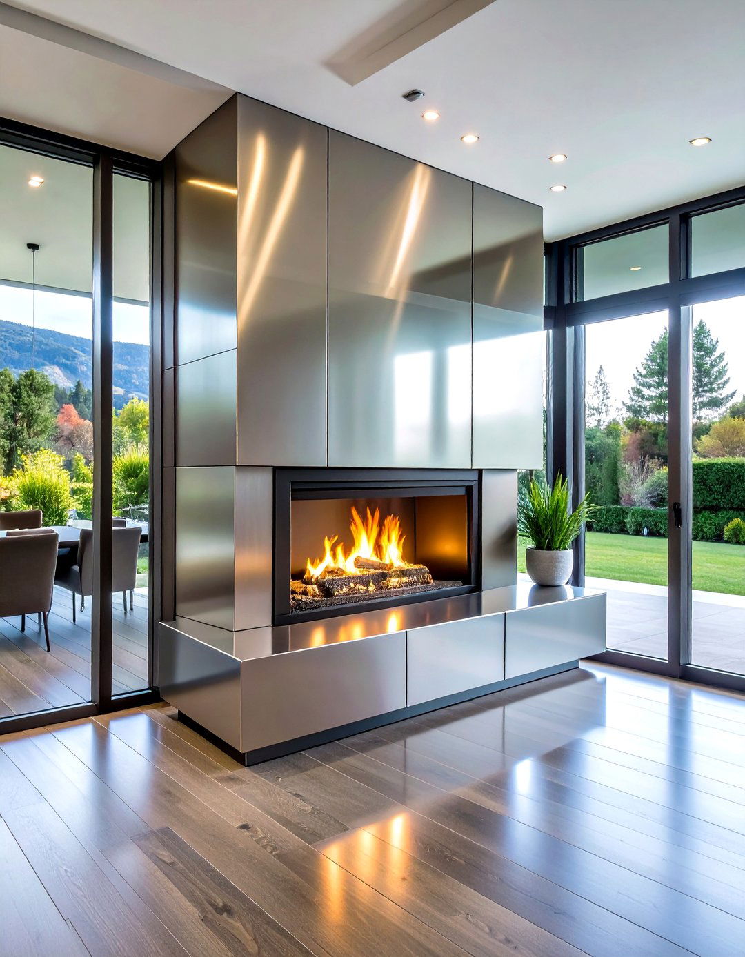 Chevron Metallic Mosaic Fireplace Backsplash Accent - 20 Fireplace Backsplash Ideas
