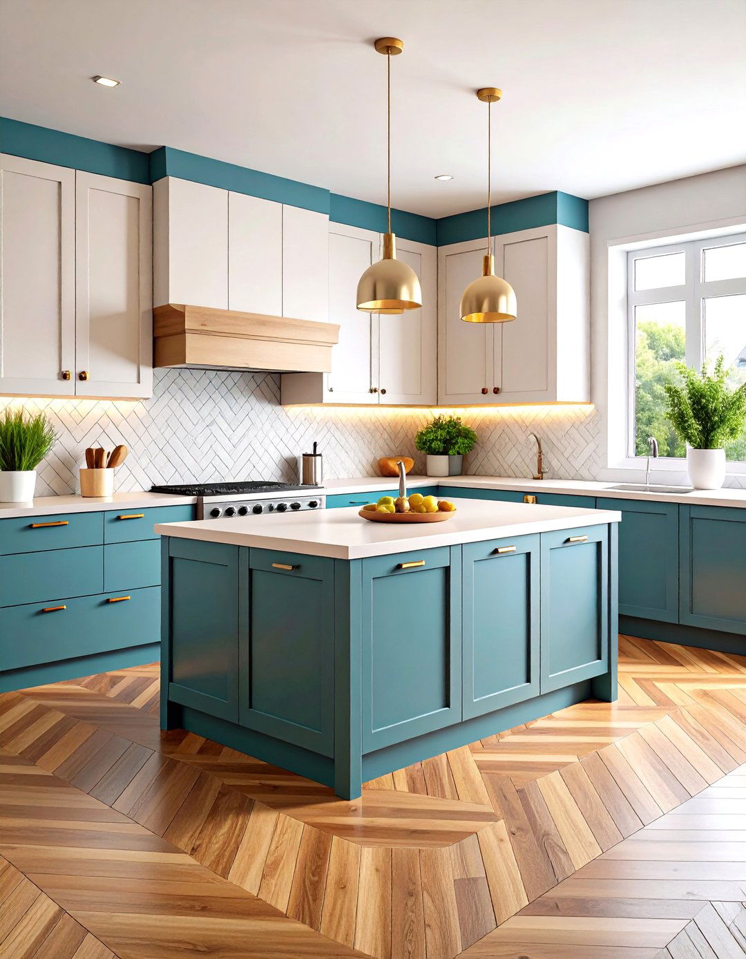 Chevron Pattern Kitchens With Wood Floors - 20 Kitchens With Wood Floors
