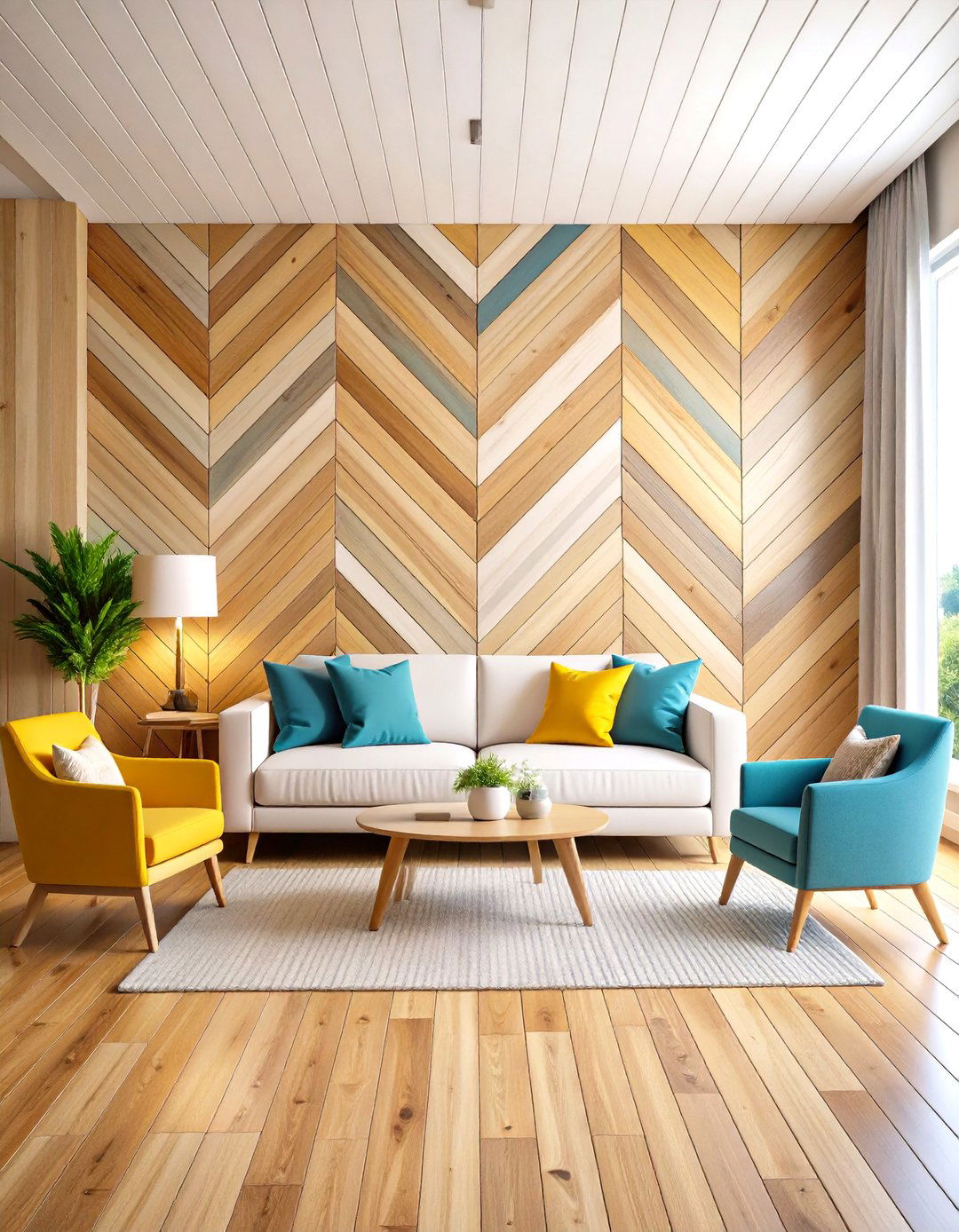 Chevron Pattern Shiplap - 20 Shiplap Living Room Ideas