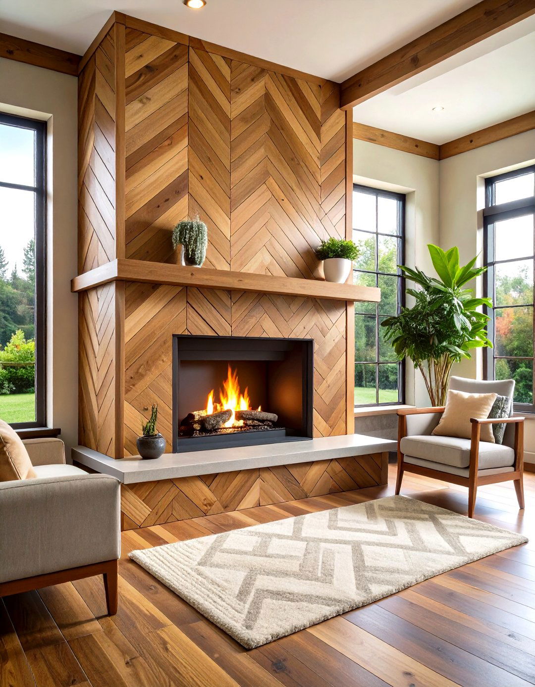Chevron Pattern Shiplap - 20 Shiplap Fireplace Ideas