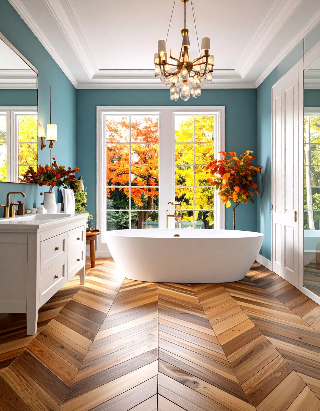 Chevron Pattern Wood Floors in Bathrooms - 20 Ideas for Wood Floors in Bathrooms
