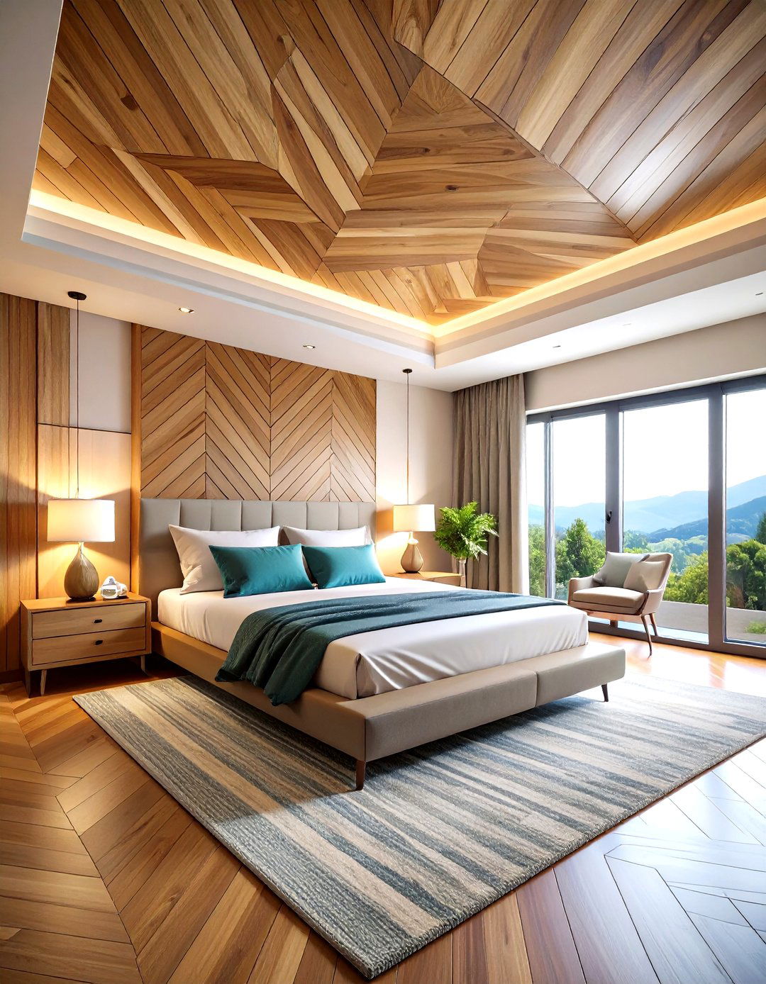 Chevron Pattern Wood Plank Ceiling Design - 20 Wood Plank Ceiling Ideas