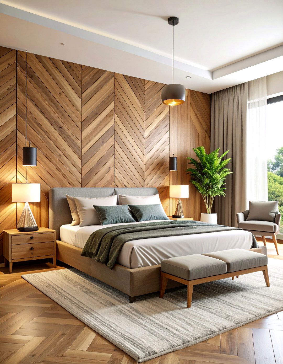 Chevron Pattern Wood Slat Accent Wall - 20 Wood Slat Accent Wall Ideas