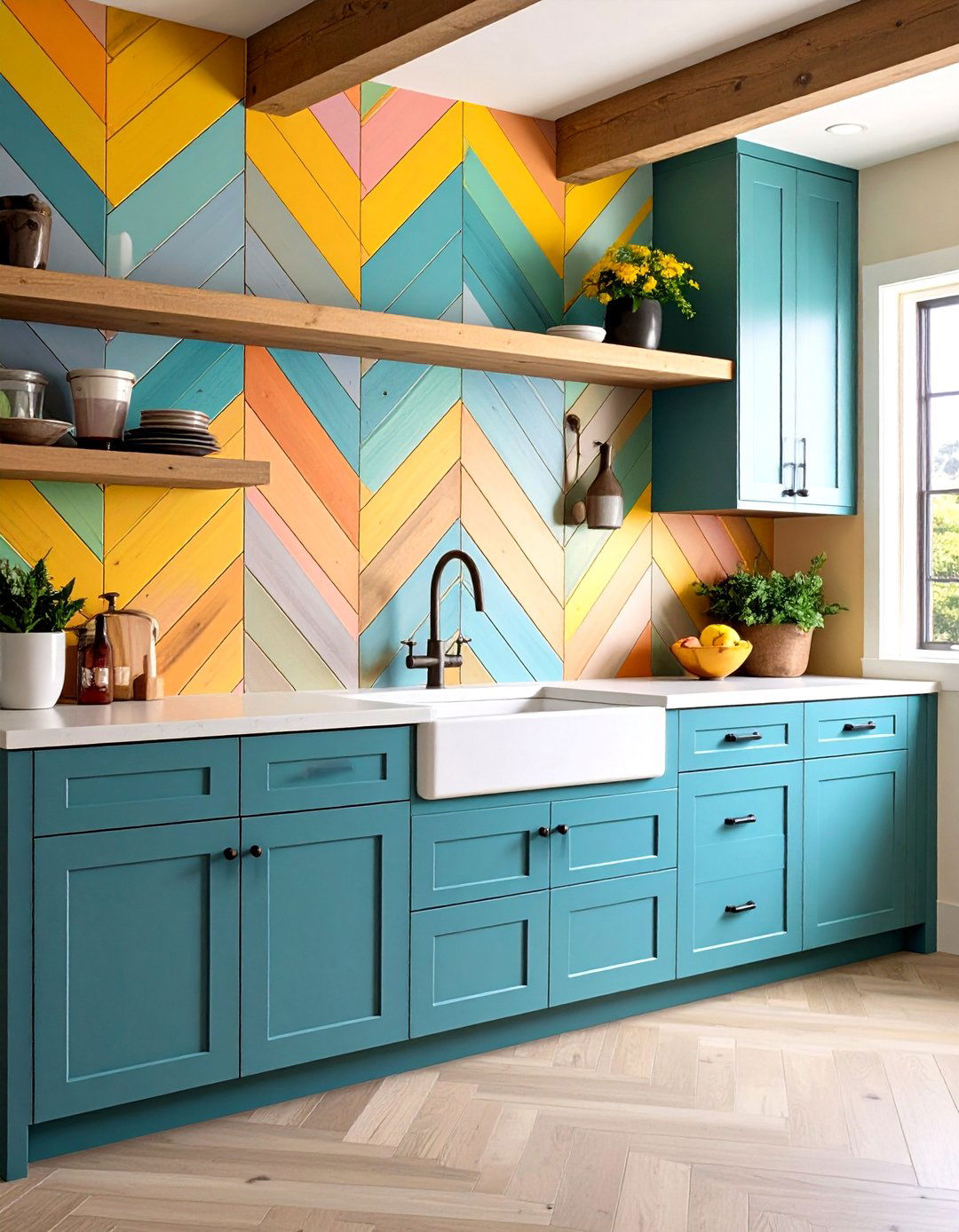 Chevron Patterned Shiplap - 20 Shiplap Backsplash Ideas for Your Kitchen