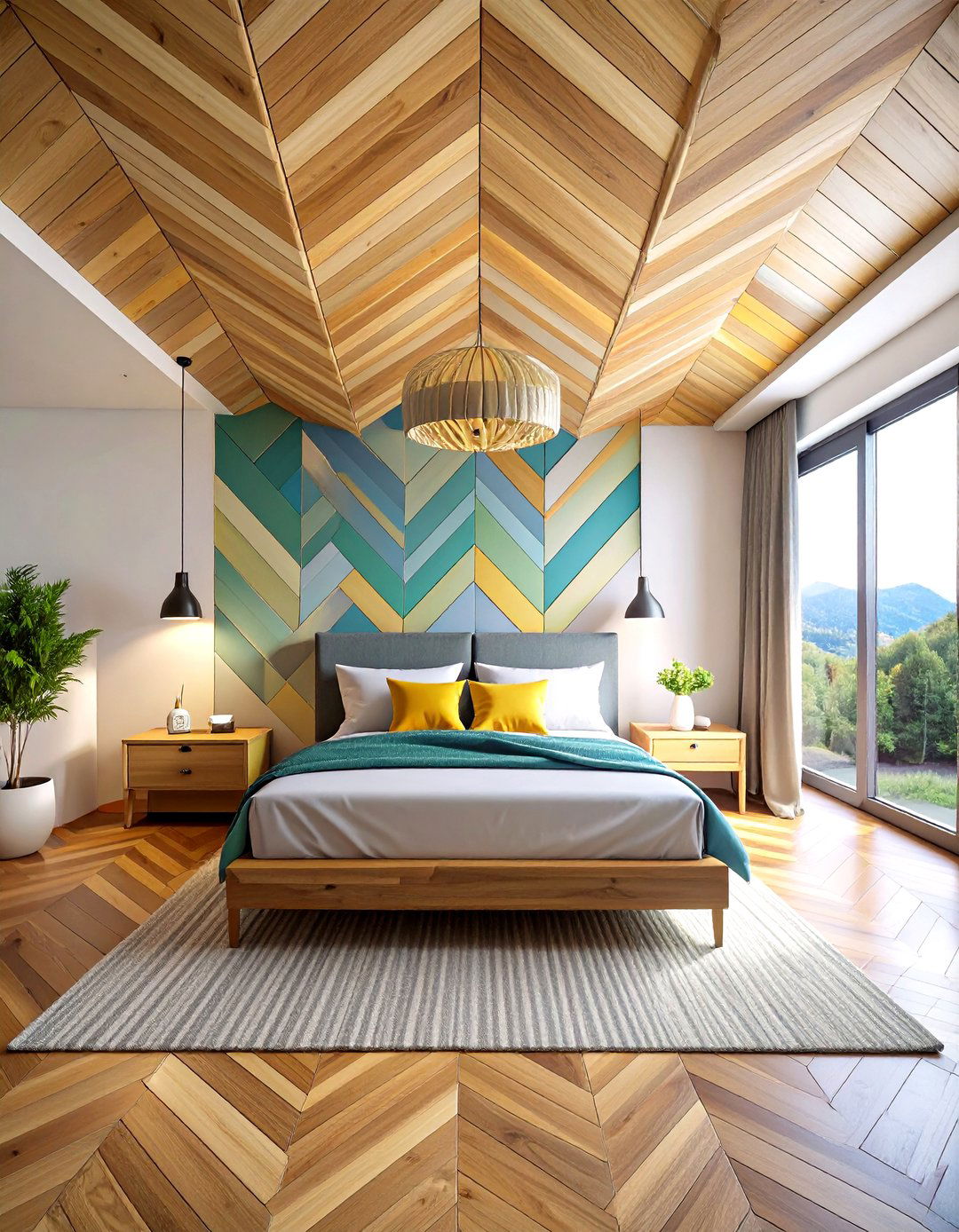 Chevron Plywood Ceiling Pattern - 20 Plywood Ceiling Ideas