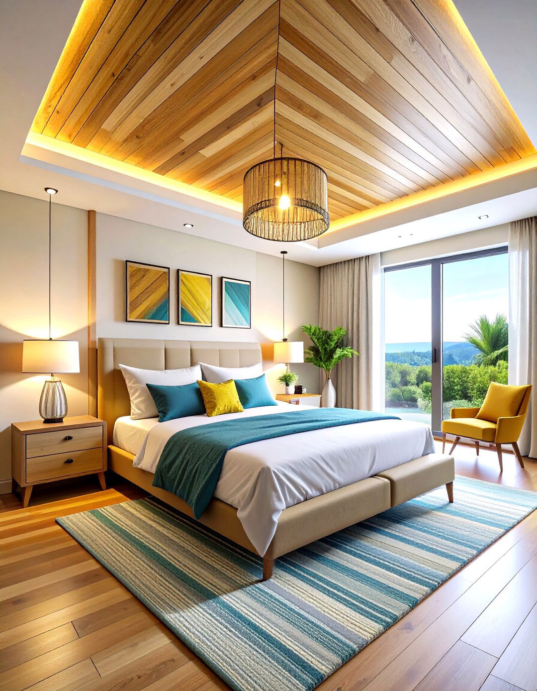 Chevron Wood Slat Ceiling with Geometric Appeal - 20 Wood Slat Ceiling Ideas