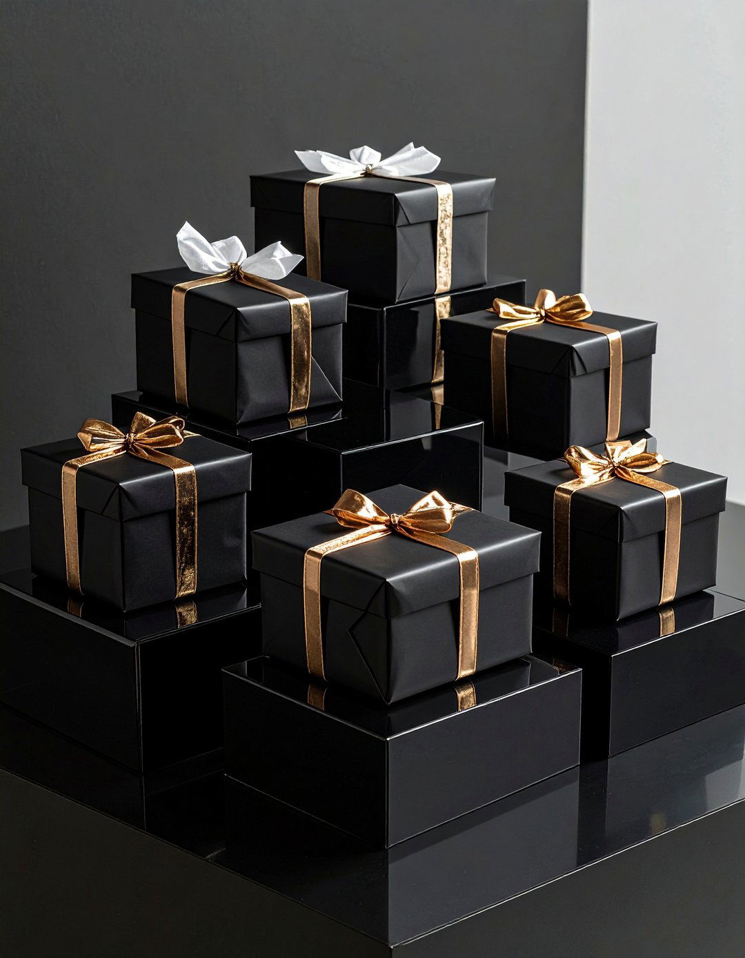 Chic Black Favor Boxes at a Black Themed Wedding - 20 Black-Themed Wedding Ideas