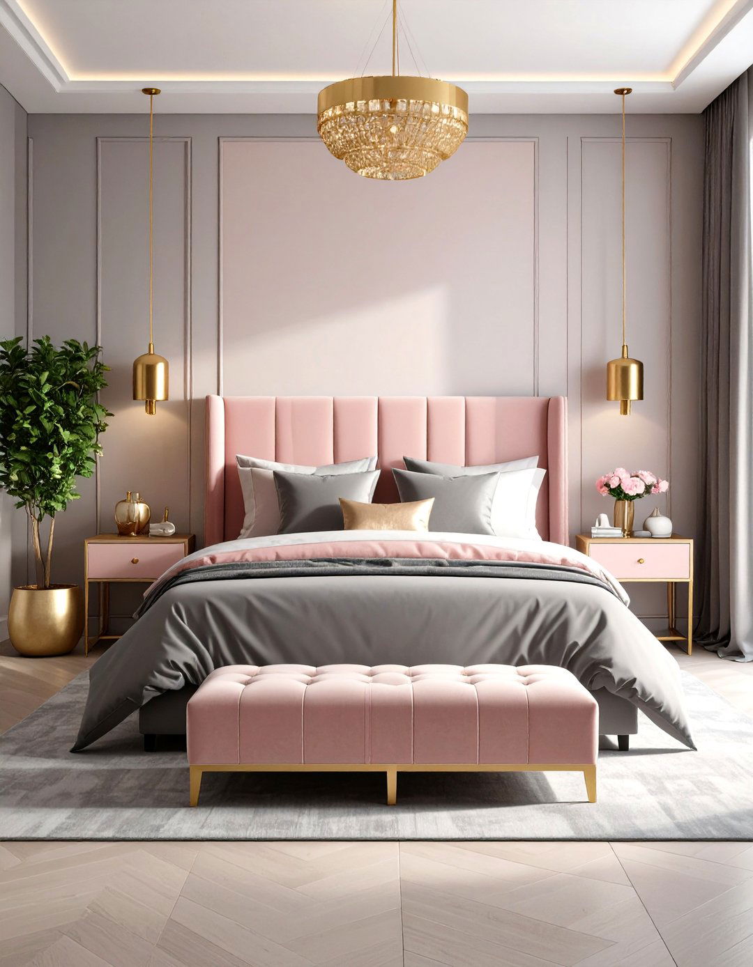 Chic Minimalism Pink and Gold Bedroom - 20 Pink and Gold Bedroom Ideas