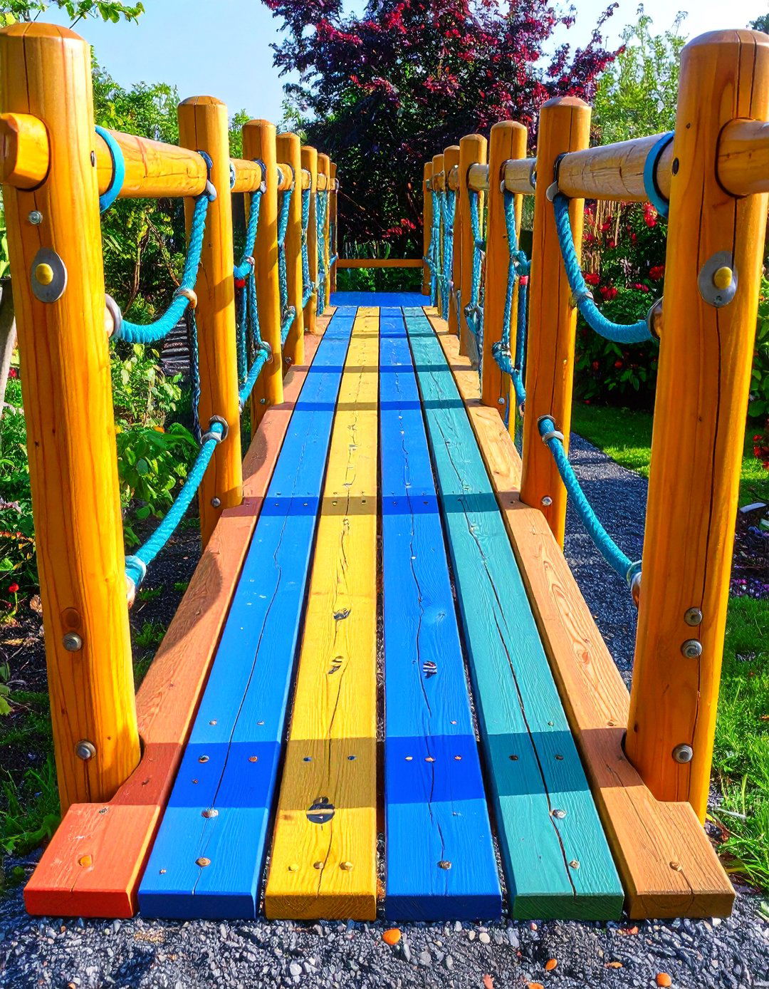 Child Friendly Play Rope Garden Bridge - 20 Garden Bridge Ideas