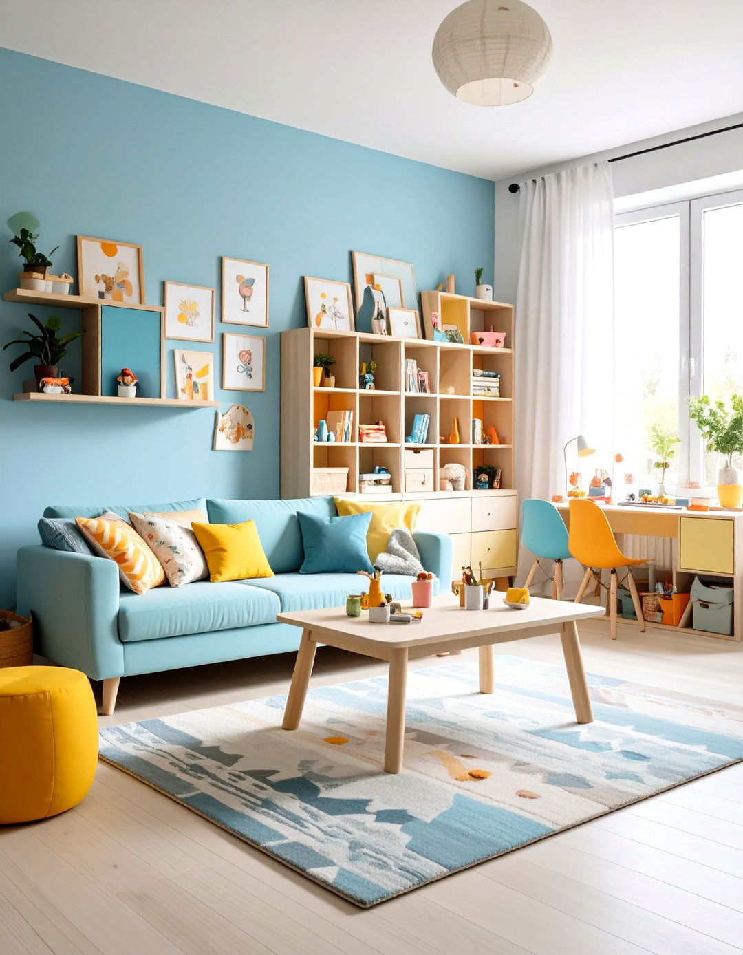 Children Friendly Family Sofa Table Setup - 20 Sofa Table Decor Ideas