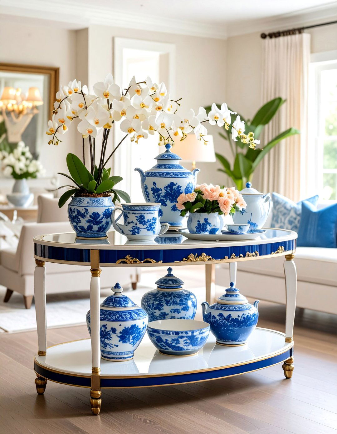 Chinoiserie Bar Cart Living Room - 20 Chinoiserie Living Room Ideas