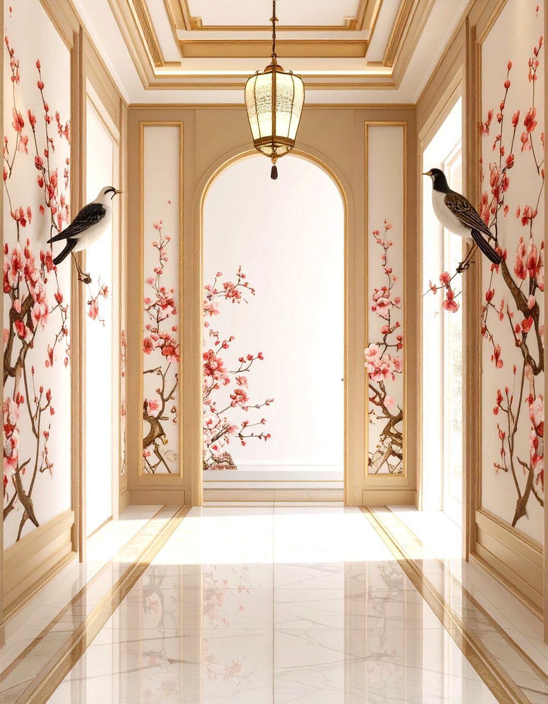Chinoiserie Hallway Wallpaper Panels for Timeless Elegance - 20 Hallway Wallpaper Ideas