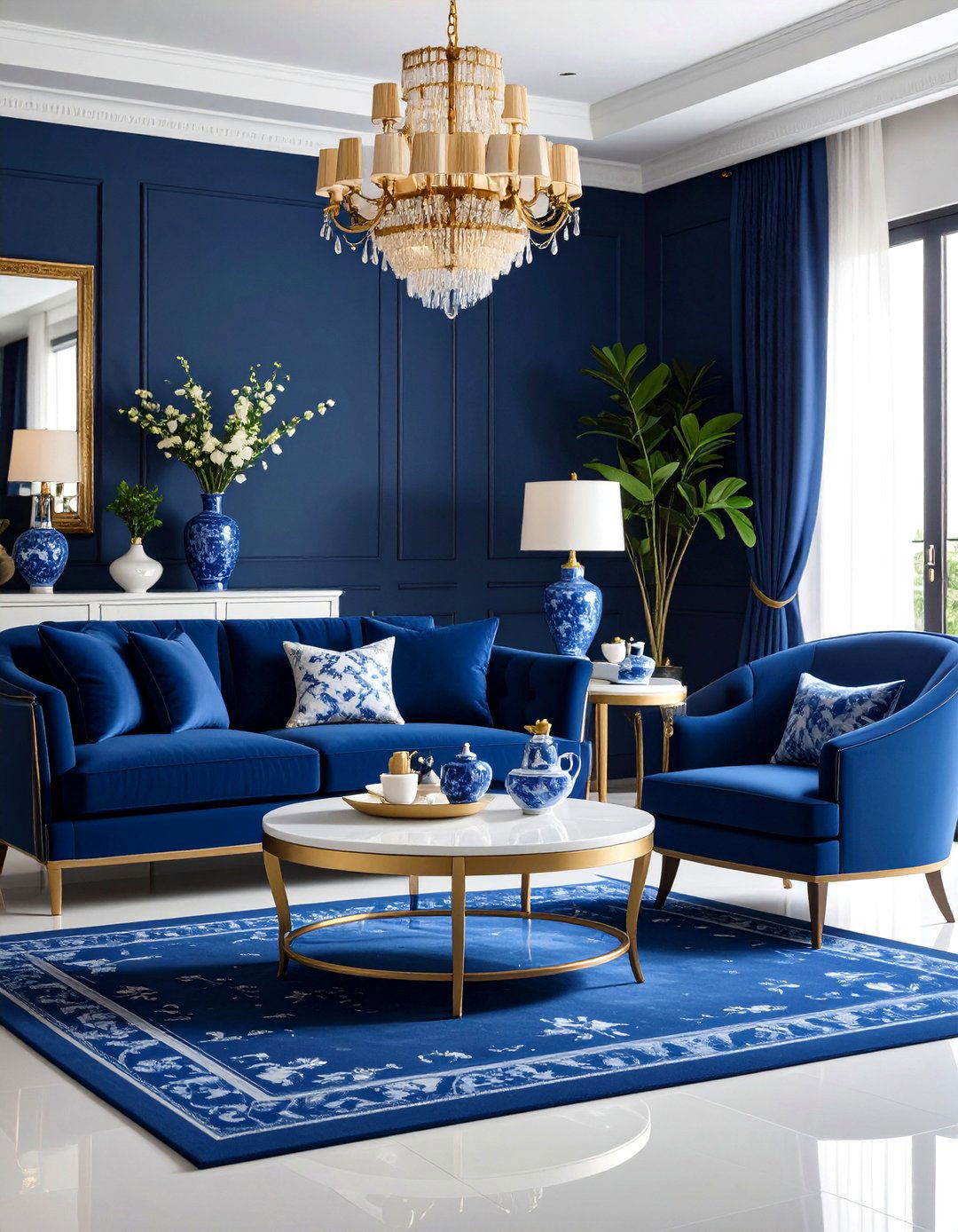 Chinoiserie Monochromatic Living Room - 20 Chinoiserie Living Room Ideas