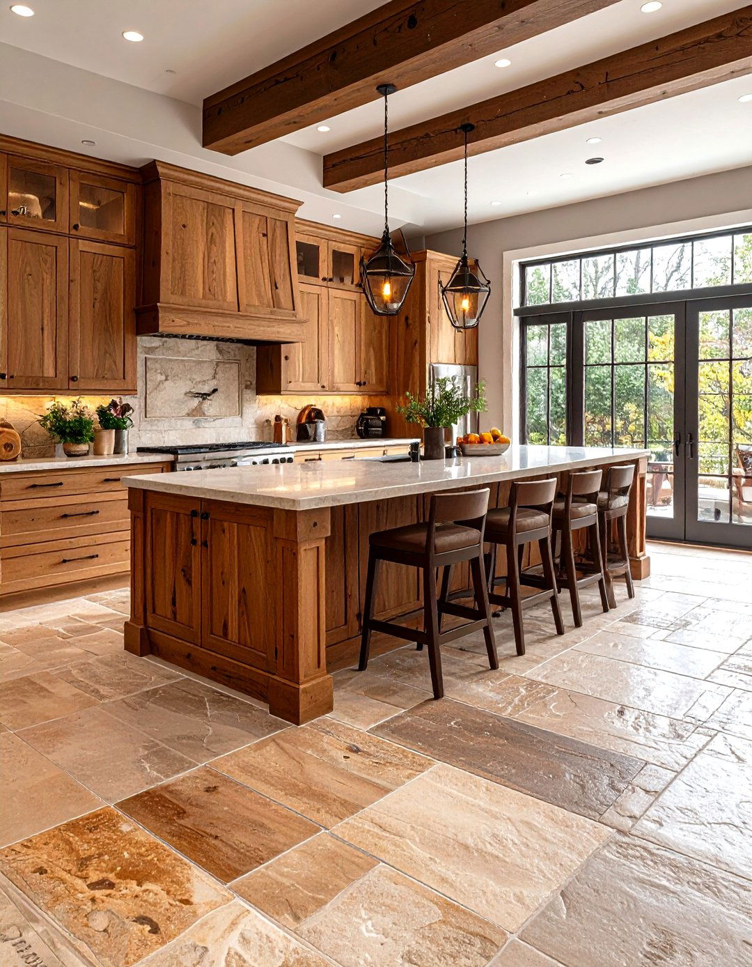 Chiseled Edge Travertine Floor Kitchen with Artisanal Character - 20 Travertine Floor Kitchen Ideas