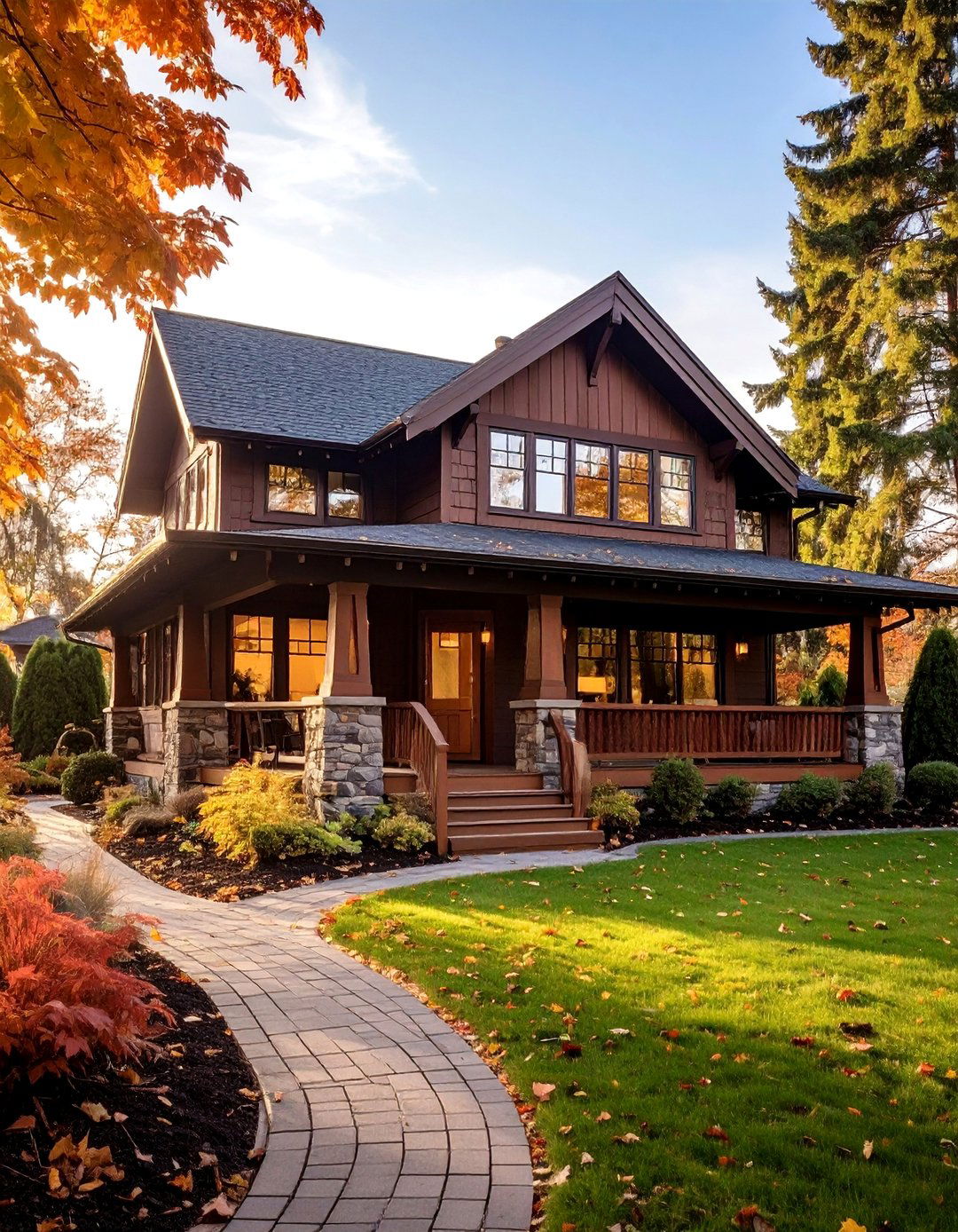 Chocolate Brown Craftsman Bungalow - 20 Chocolate Brown House Exterior Design Ideas