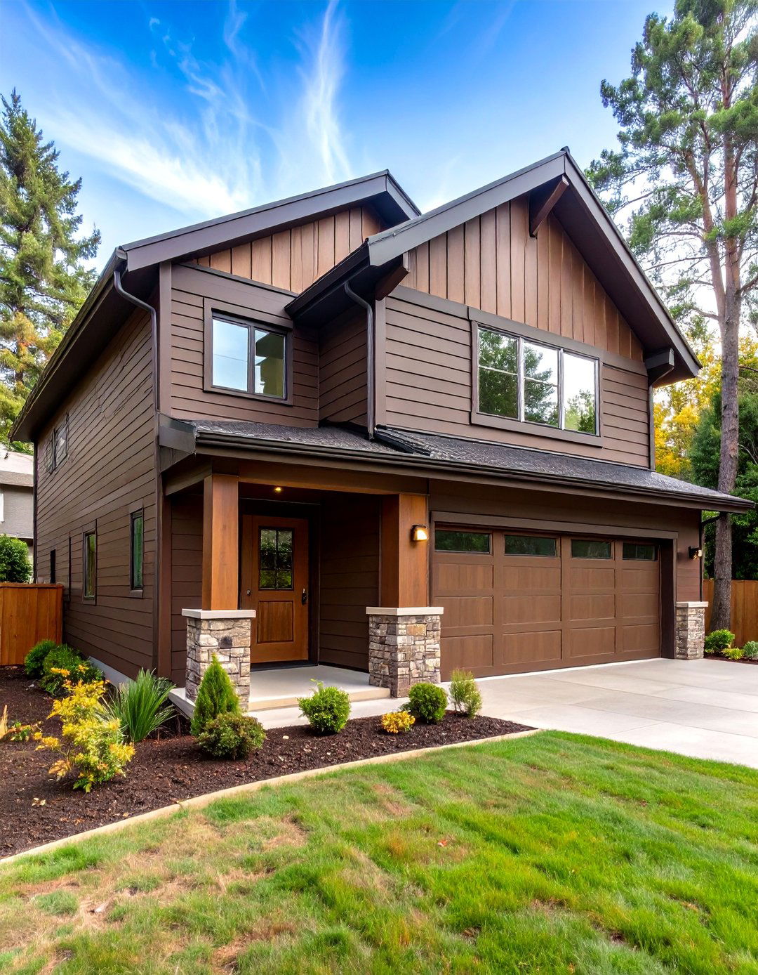 Chocolate Brown Fiber Cement Panel Siding - 20 Chocolate Brown House Exterior Design Ideas