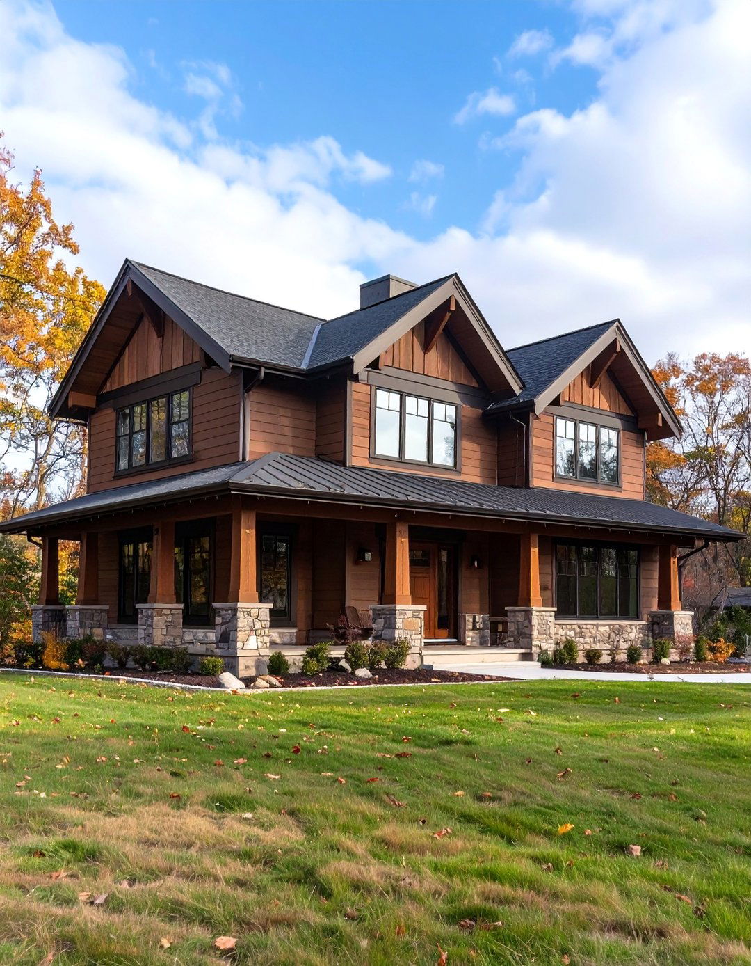 Chocolate Brown Prairie Style Horizontal Lines - 20 Chocolate Brown House Exterior Design Ideas