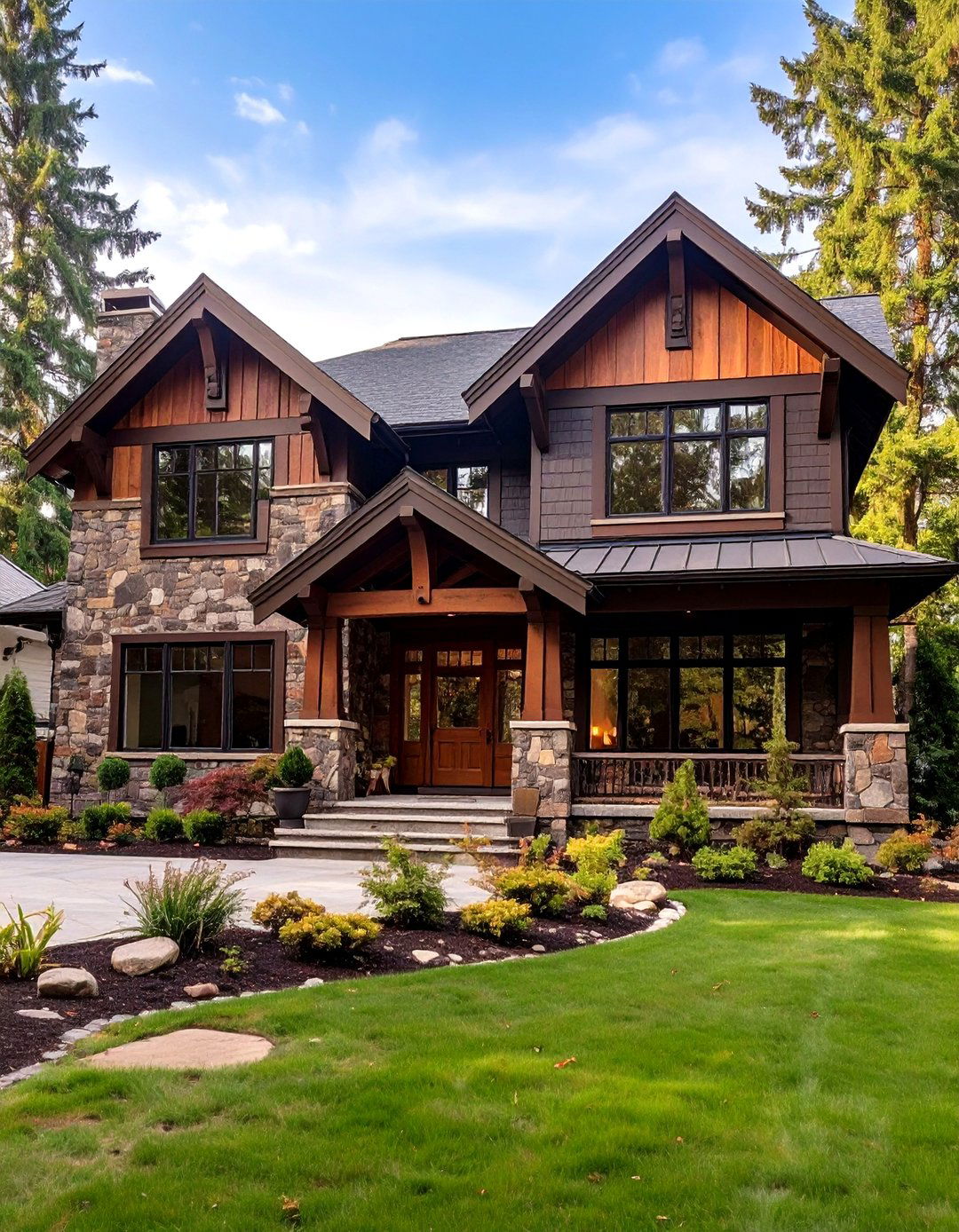 Chocolate Brown Stone Veneer Rustic - 20 Chocolate Brown House Exterior Design Ideas