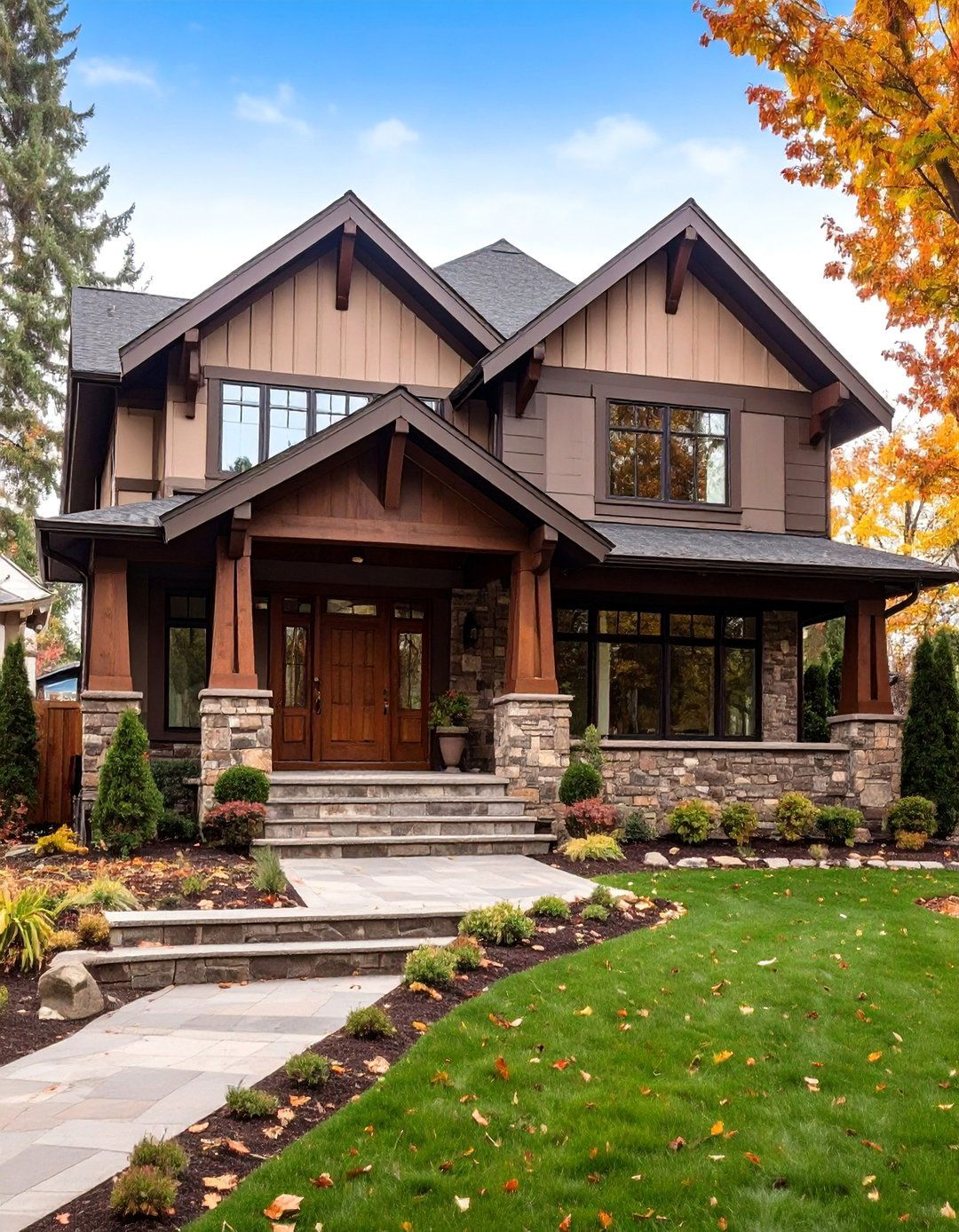 Chocolate Brown Transitional Mixed Textures - 20 Chocolate Brown House Exterior Design Ideas