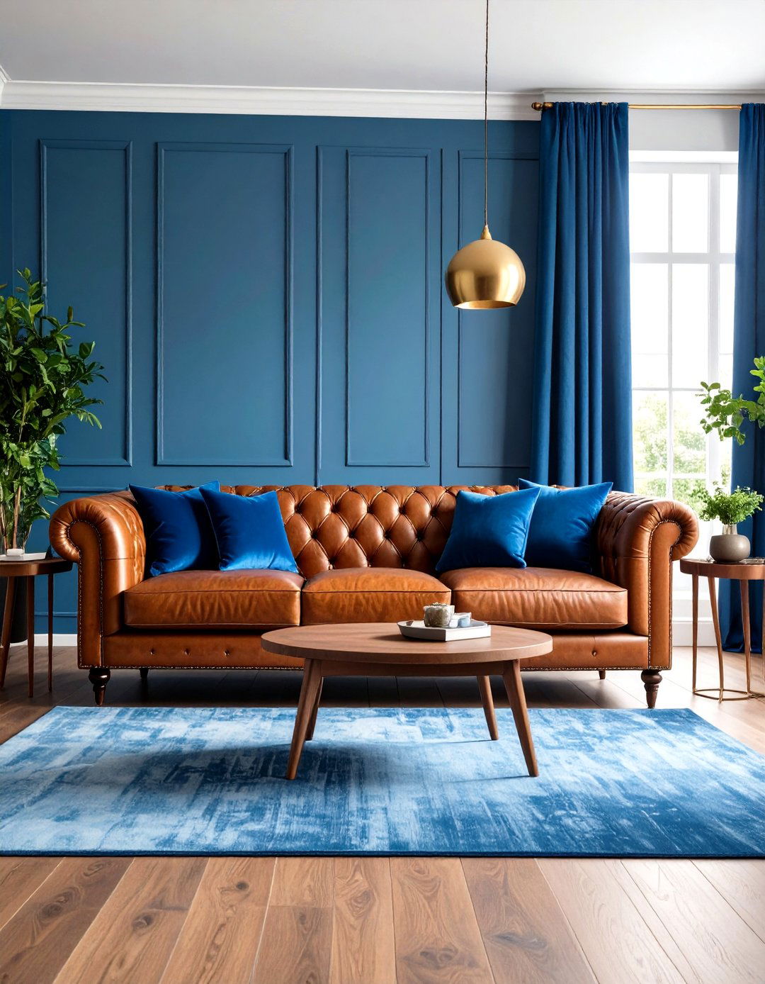 Chocolate Brown and Cobalt Blue - 20 Two Colour Combination for Living Room