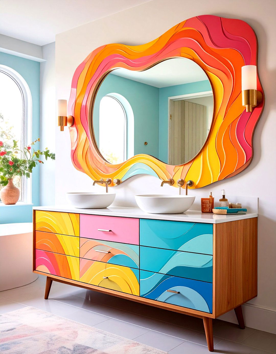 Choose Free Form Mirrors as Organic Bathroom Focal Points - 20 Eclectic Bathroom Ideas