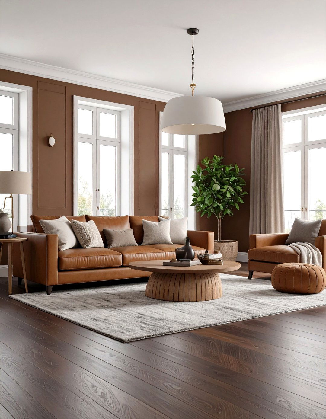 Choose Matte and Low Sheen Finishes to Reduce Glare - 20 Dark Brown Floor Living Room Ideas