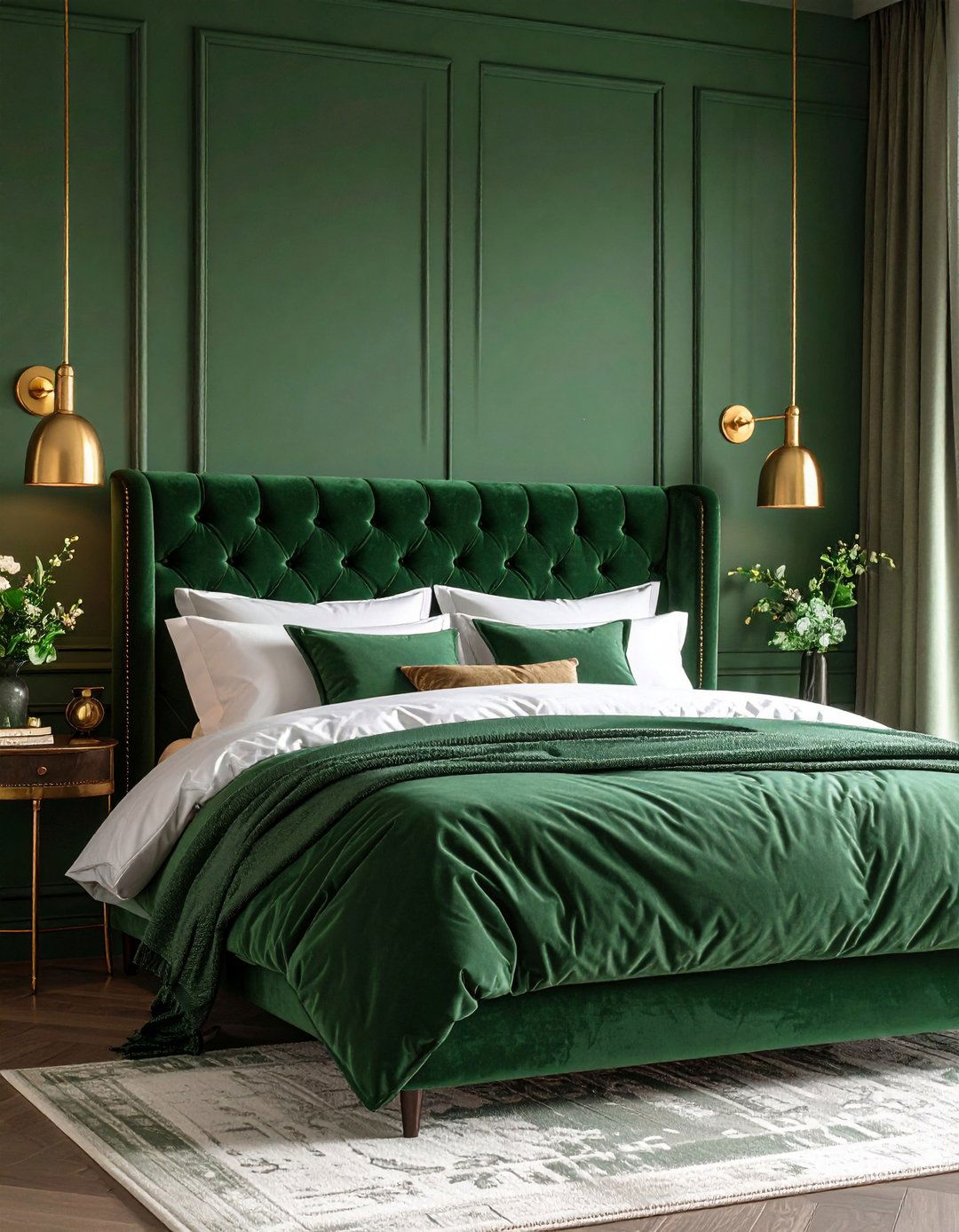 Choose a Forest Green Velvet Headboard for Tactile Drama - 20 Forest Green Bedroom Ideas