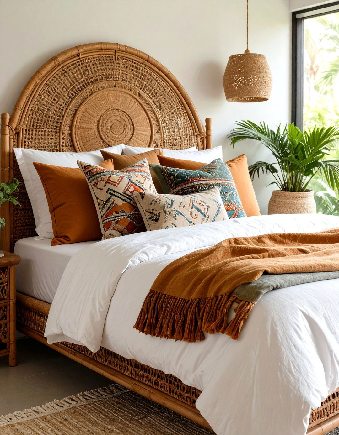 Choose a Rattan or Wicker Headboard - 20 Small Boho Bedroom Ideas