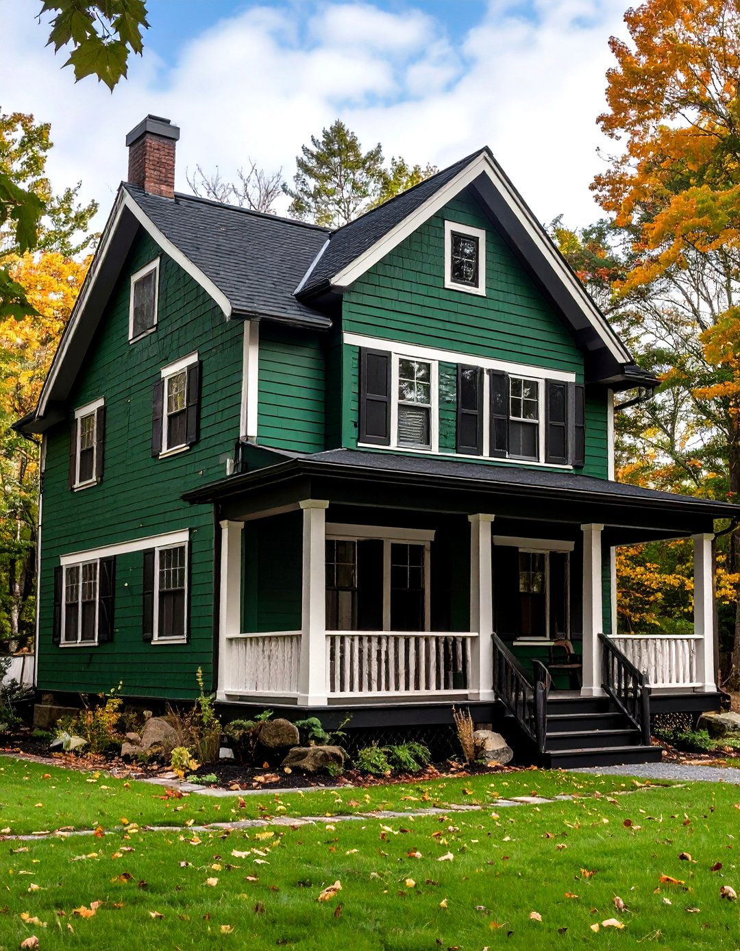 Choosing the Perfect Black Trim Finish - 20 Forest Green House With Black Trim