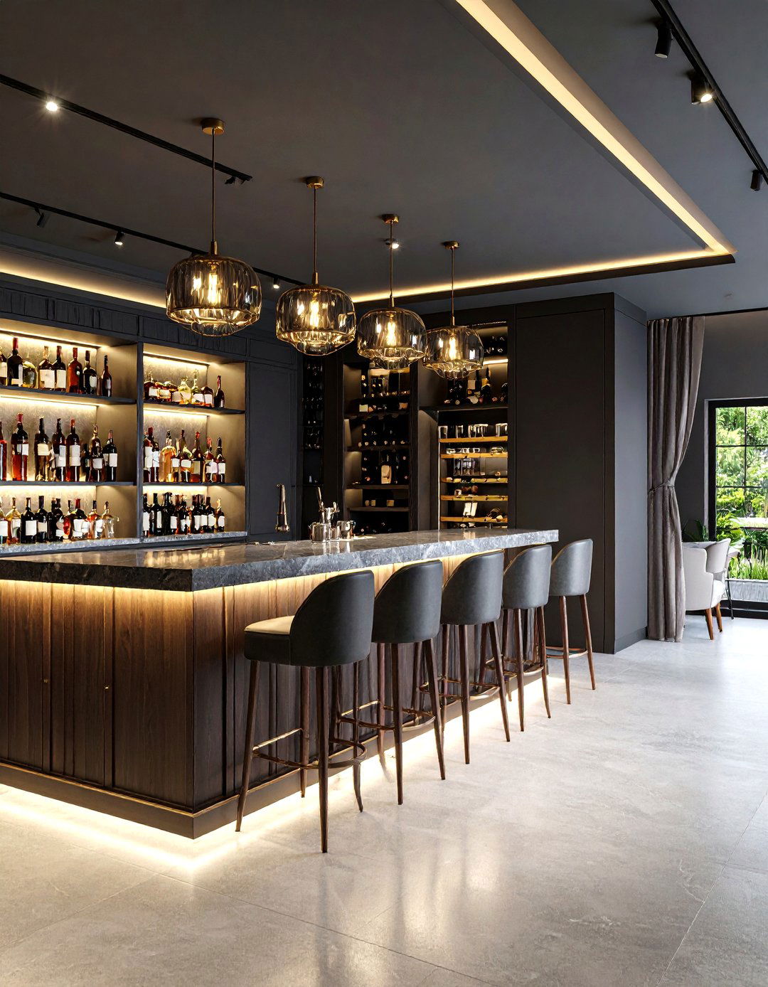 Cigar Room with Full Bar Area Integration - 20 Cigar Room Ideas