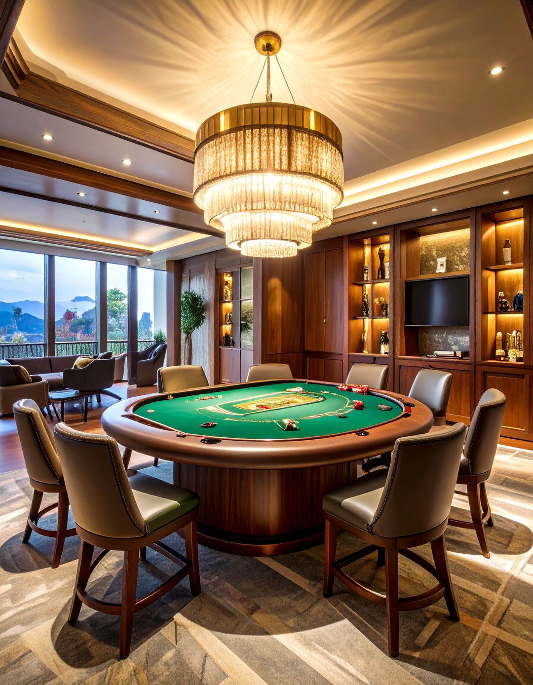 Cigar Room with Poker Table for Serious Gaming - 20 Cigar Room Ideas