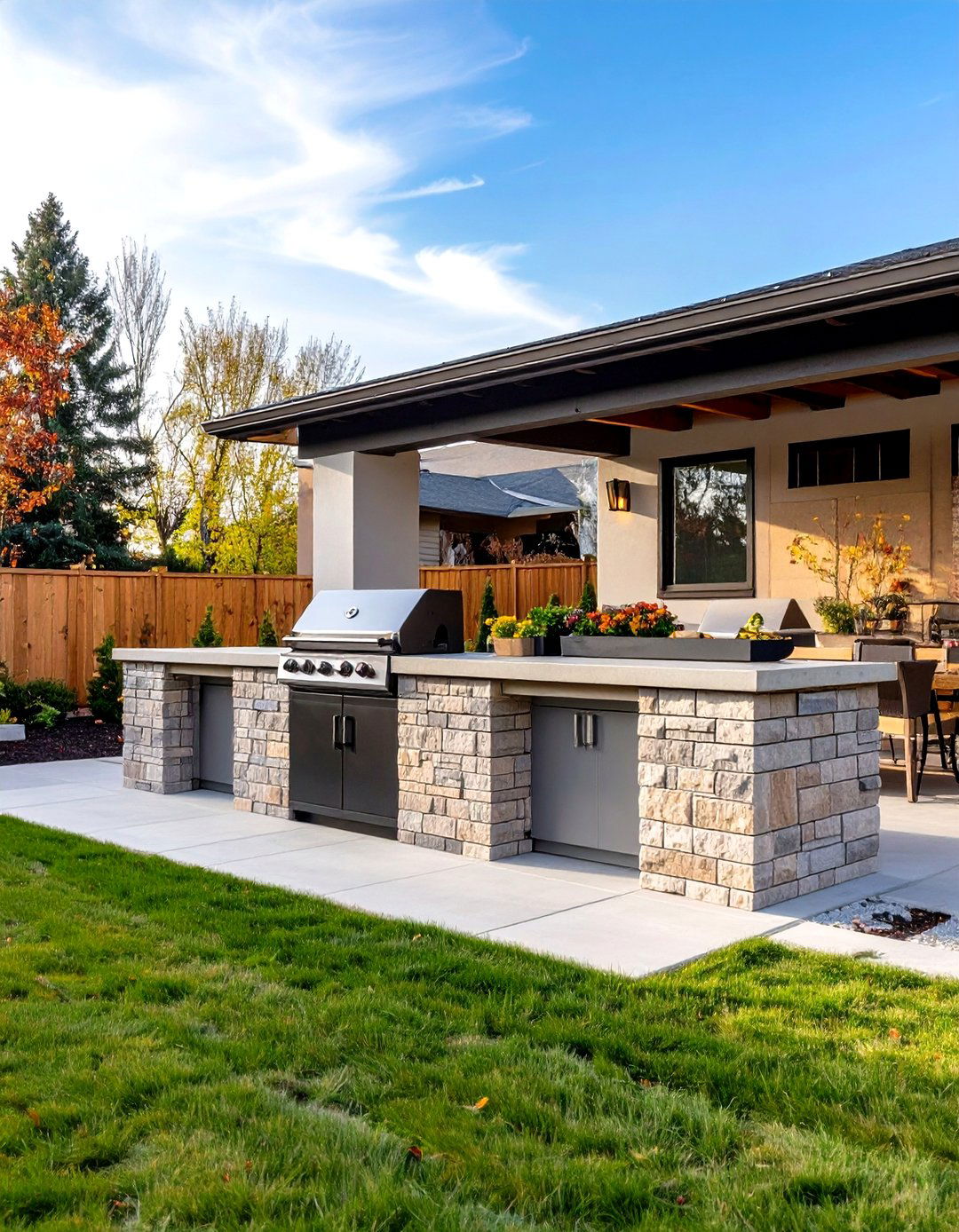 Cinder Block and Ledger Stone Grill Station - 20 Grill Station Ideas