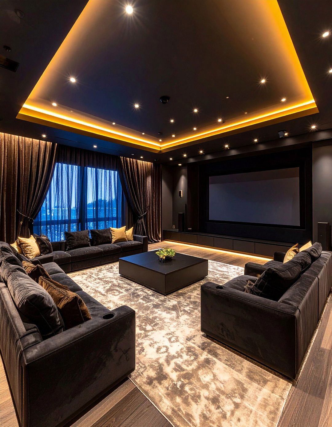 Cinema Ready Black Media Room - 20 Black Room Ideas