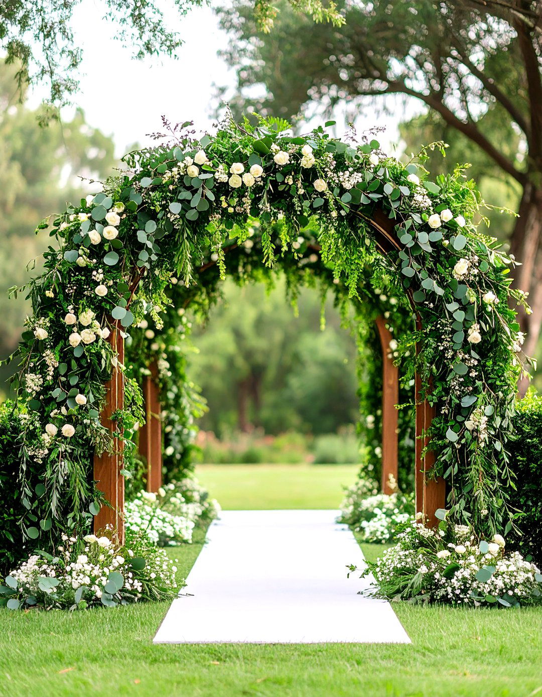 Circular Arch Wedding Welcome Sign with Cascading Greenery Design - 20 Wedding Welcome Sign Ideas