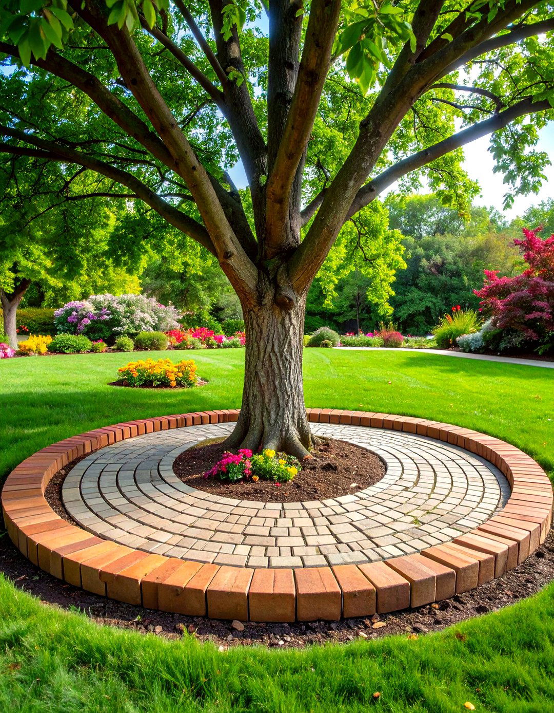 Circular Brick Tree Ring Edging - 20 Brick Edging Ideas