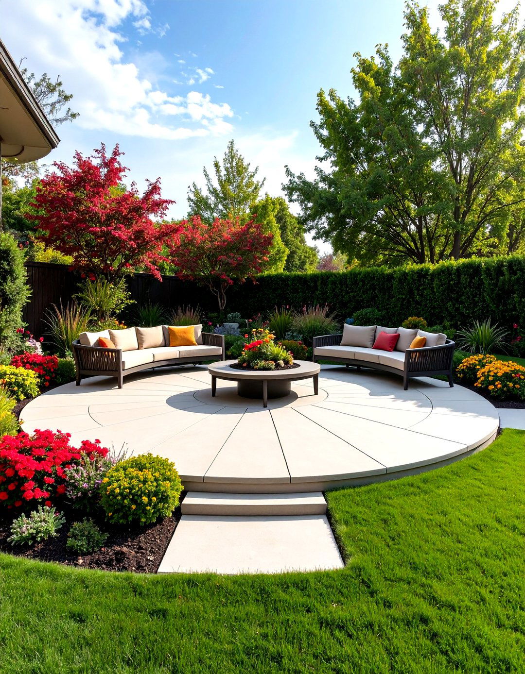 Circular Mid Century Modern Patio with Radial Design - 20 Mid-century Modern Patio Ideas