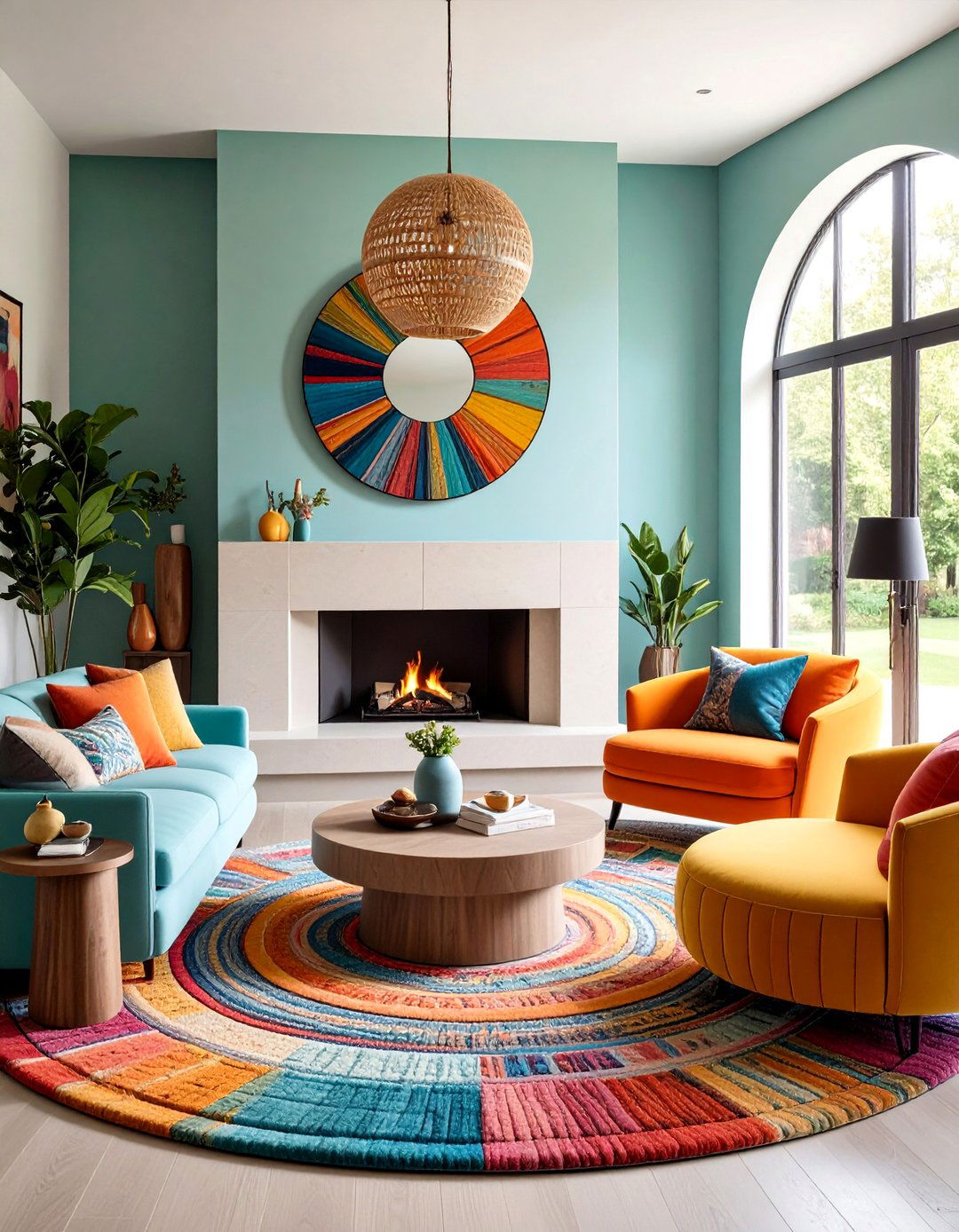 Circular Modern Living Room Fireplace - 20 Living Room Fireplace Ideas