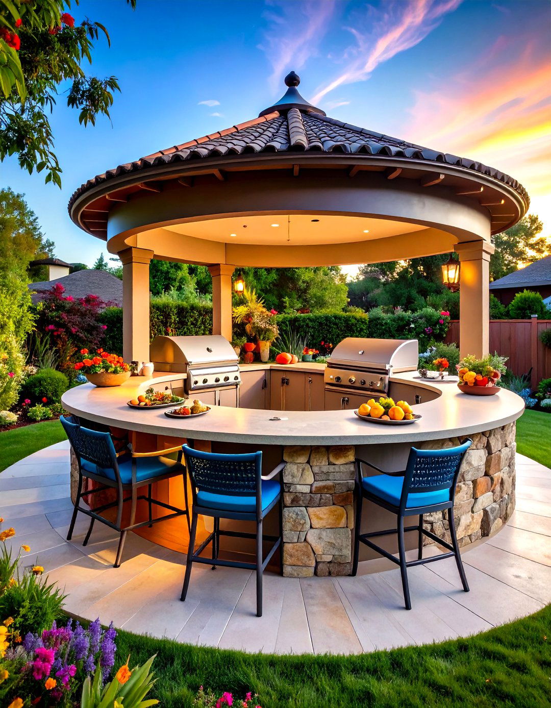 Circular Outdoor Kitchen - 20 Semi Circle Patio Ideas and Inspiration
