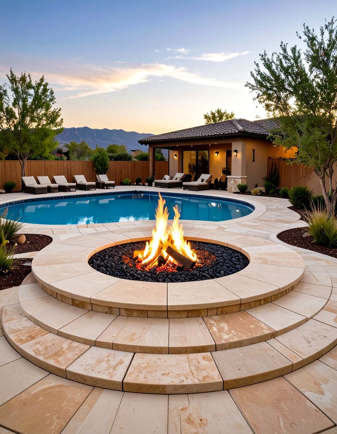 Circular Pattern Pavers Around Pool Focal Point - 20 Pavers Around Pool Ideas