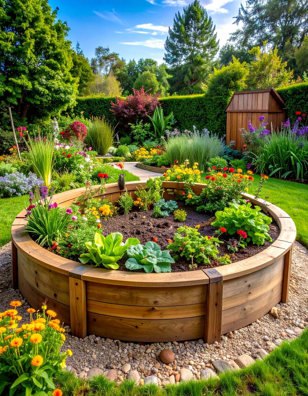 Circular Raised Garden Bed with Keyhole Access - 20 Raised Garden Bed Ideas
