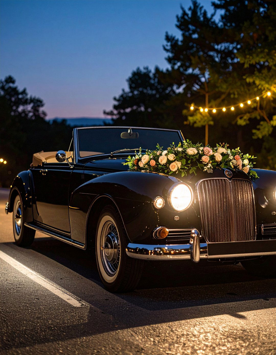 Classic Black Getaway Car for a Black Themed Wedding Send Off - 20 Black-Themed Wedding Ideas