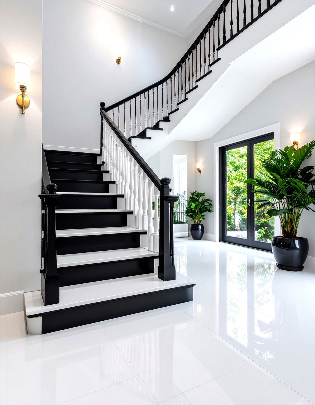 Classic Black and White Painted Stair Design - 20 Painted Stair Ideas
