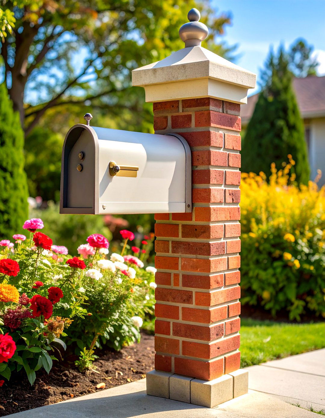 Classic Brick Mailbox Post - 20 Mailbox Post Ideas