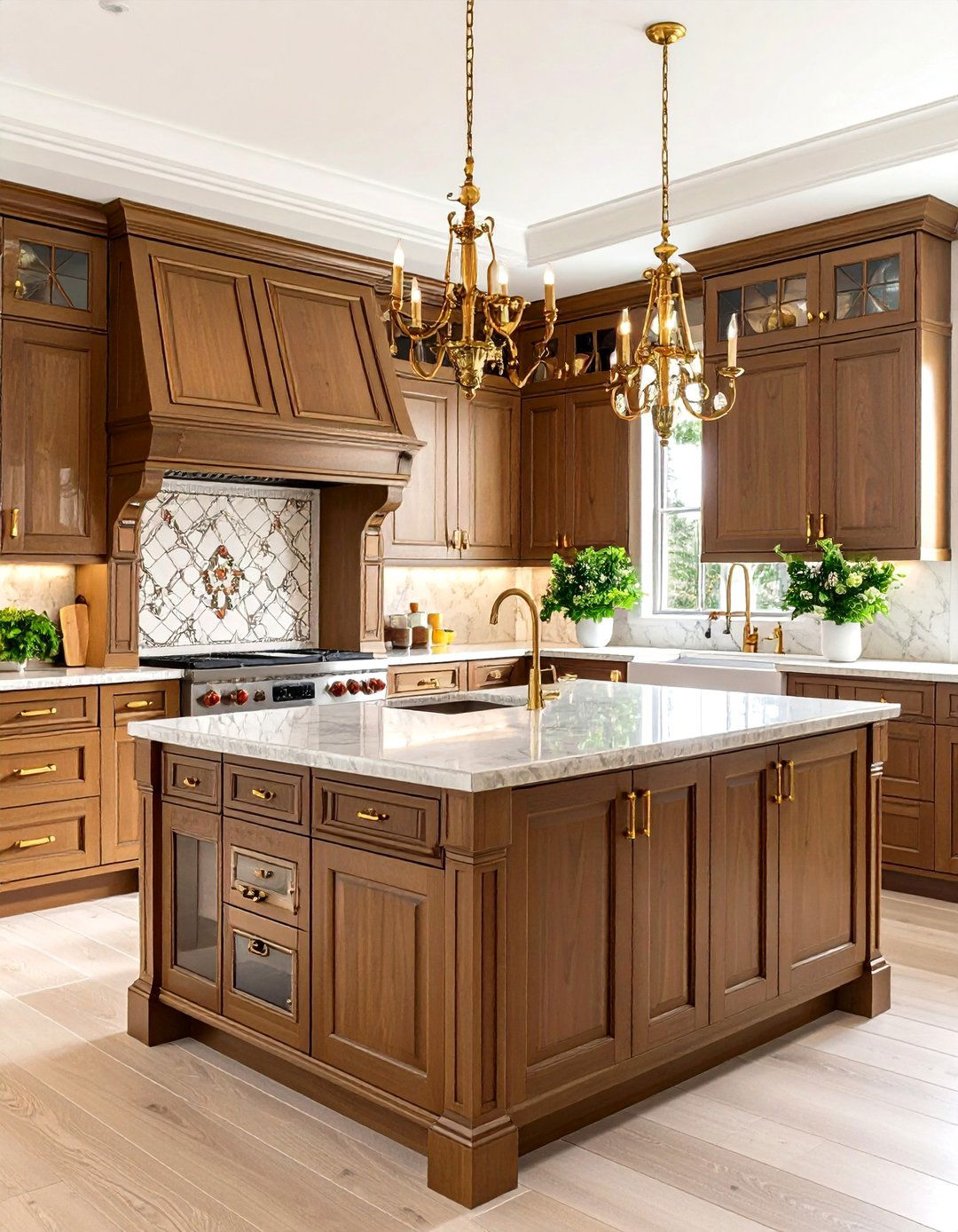 Classic Brown and Gold Traditional Elegance - 20 Brown Kitchen Cabinets Ideas