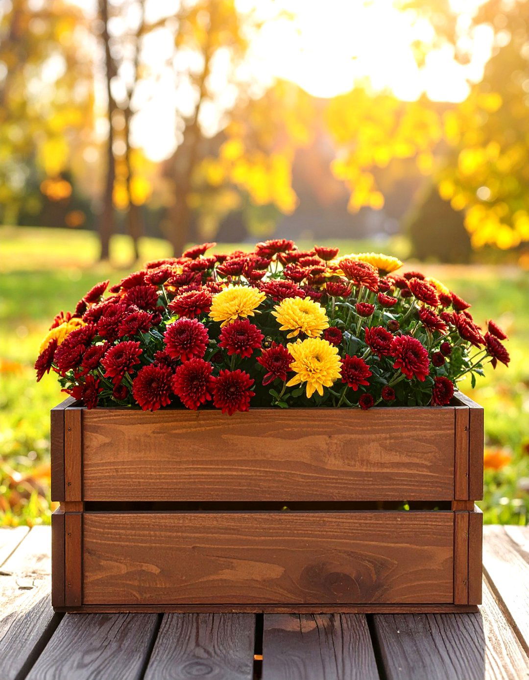 Classic Chrysanthemum Fall Flower Box Display - 20 Fall Flower Box Ideas