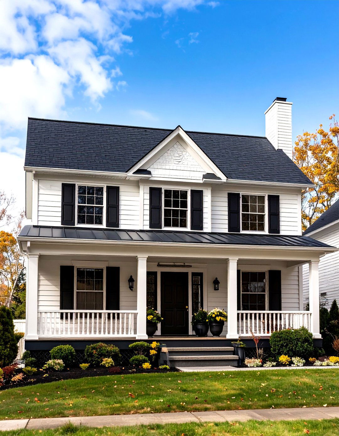 Classic Colonial House with Black Roof - 20 houses with black roofs
