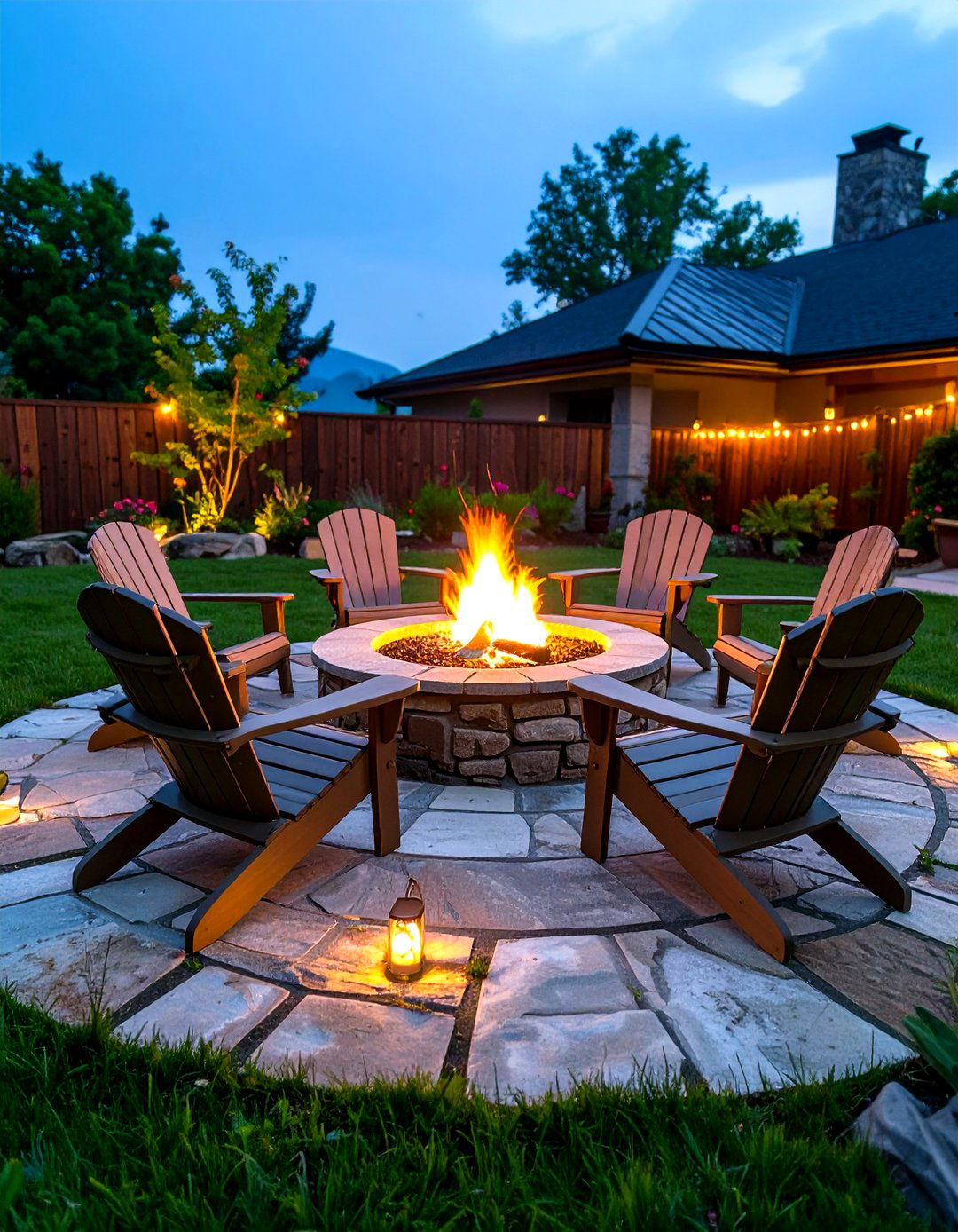Classic Flagstone Circle Fire Pit - 20 Stone Patio With a Fire Pit Ideas