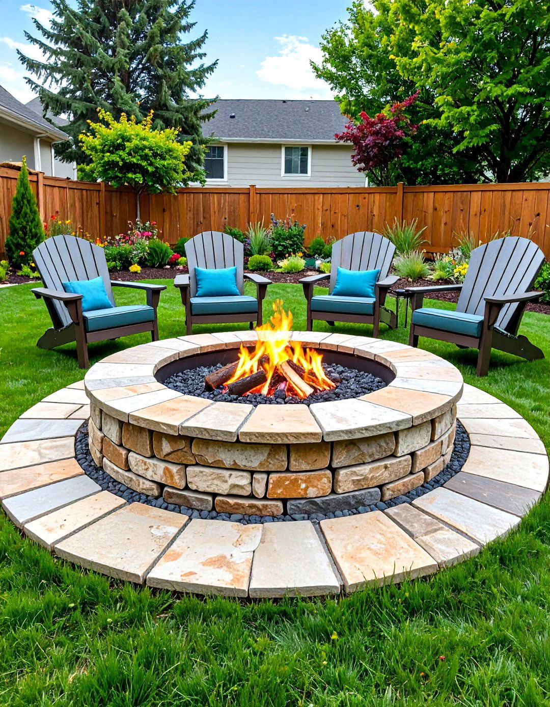 Classic Flagstone Circle Fire Pit - 20 Stone Fire Pit Ideas